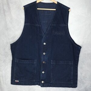 Vintage Boss Jeans Vest Mens XL Denim Utility Workwear Hip Hop Made USA 90s